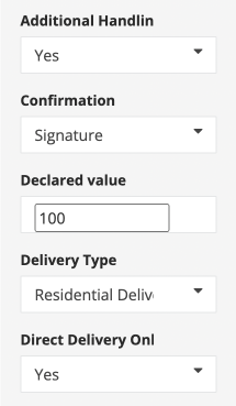 Screenshot of delivery management platform options