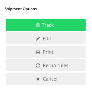 Screenshot of delivery management platform shipping options