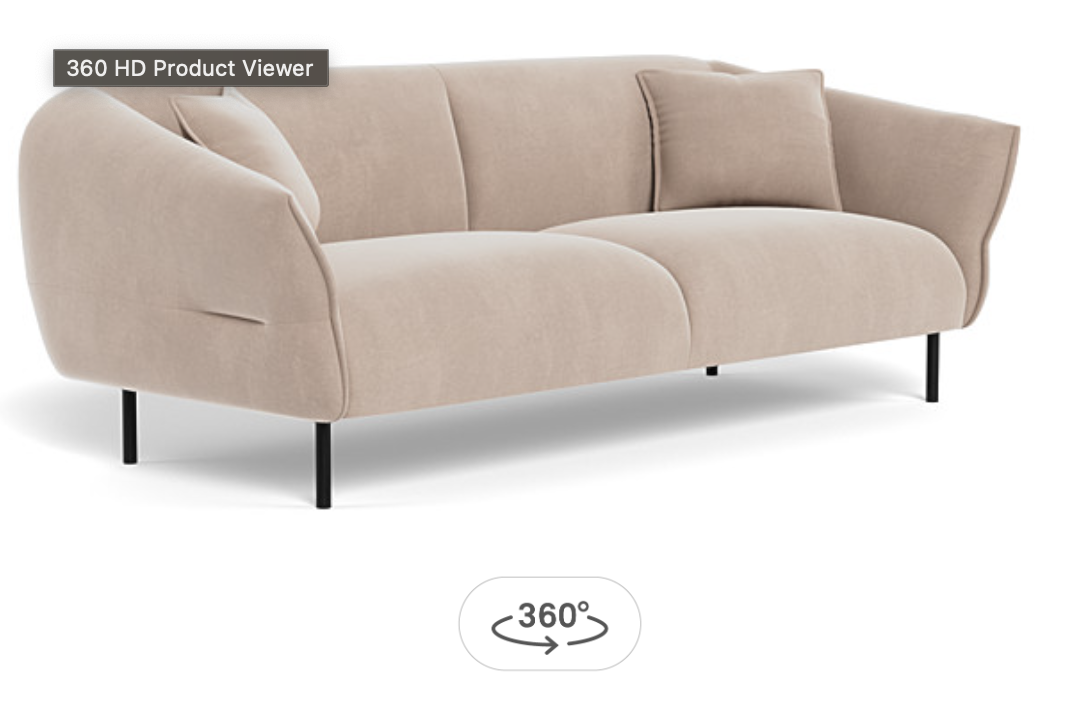 Heals Furniture 360-degree view of couch as marketing tactic