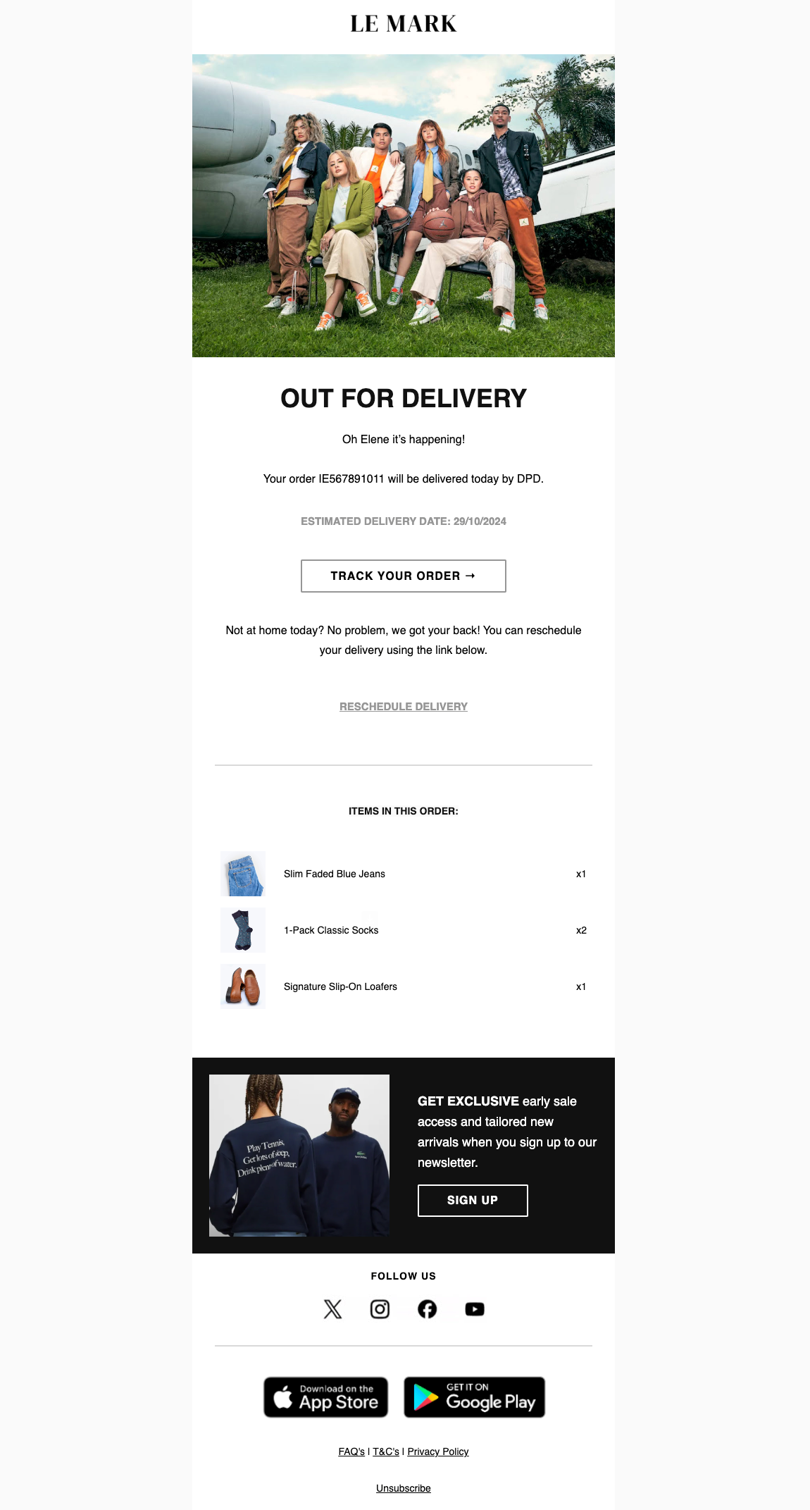 Post-purchase emails series Out For Delivery email example